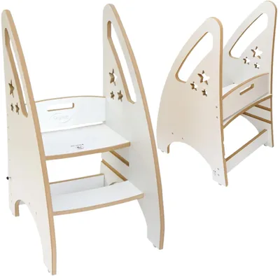 Image de Skyline Tabouret marchepied évolutif 3 en 1 assistant de tour pour jeune enfant, tabouret en bois pour jeune enfant pour salle de bain ou cuisine, pieds antidérapants, mains courantes 100 kg
