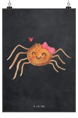 Produktbild von Mr. & Mrs. Panda Bild Spinne Agathe Freude DIN A0 - Kreidetafel - Geschenk, Wandbild, Viral, drucke, Trend, Plakat, Viraler Hit, Wanddekoration, wanddeko, Beliebte