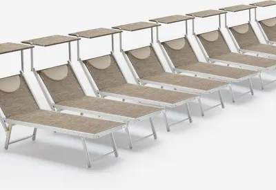 Produktbild von 20er Set  Aluminium Sonnenliegen für den Strand Limited Edition Santorini - Nature - Grau Santorini