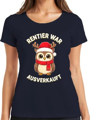 Produktbild von Rentier war t Eule Weihnachten niedlich Geschenk lustig Damen T-Shirt, Navy, 3XL