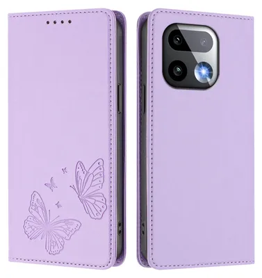 Image de Étui en cuir pour Realme 16 Pro+, étui de protection type portefeuille en cuir gaufré motif papillon avec support, violet