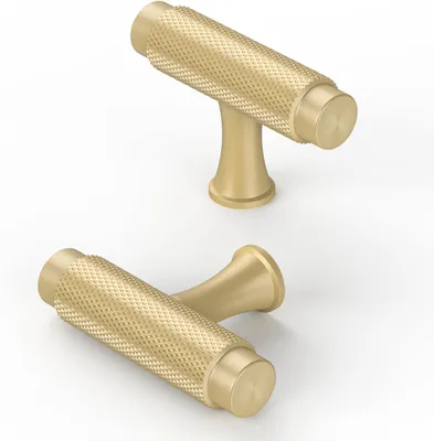 Produktbild von Set mit 10 modernen, ger?ndelten M?belkn?pfen aus massivem Messing fš¹r Tš¹ren, Kš¹chen und Schr?nke