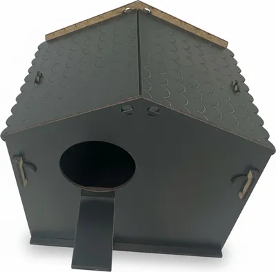 Produktbild von Jungengel Vogelhaus Nistkasten Stecksystem Holz Schwarz – Vogelhäuschen mit Anflugsteg & klappbarem Dach, robust & hygienisch Wellensittich Haus