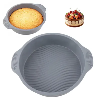 Produktbild von Silikon Kuchenform Rund 9 Zoll Antihaft Grau für Kuchen Muffins Brot
