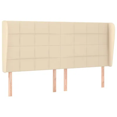 Image de vidaXL Tête de lit avec oreilles Crème 163x23x118/128 cm Tissu