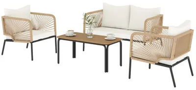 Produktbild von Outsunny Gartenmöbel Set Sitzgruppe für 4 Personen Gartenlounge mit 2er Sofa