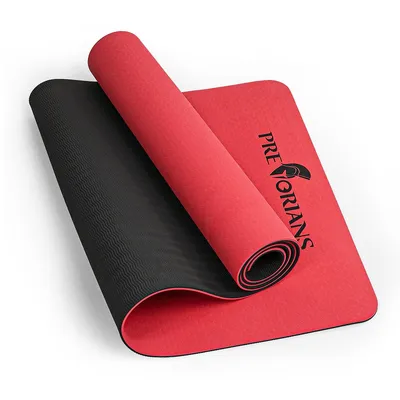 Zdjęcie produktu dla Mata do ćwiczeń czarno-czerwona 183 x 61 x 0,6 cm antypoślizgowa i wodoodporna fitness joga