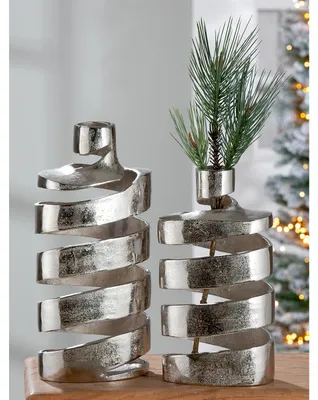 Obrázek produktu pro Váza TWISTER - stříbrná - hliník - v. 42,5cm x š. 18,5cm - dekorativní váza
