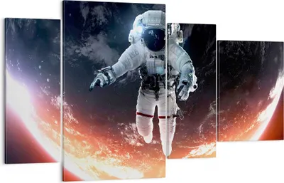 Produktbild von Bild auf Leinwand - Leinwandbild - Kosmonaut Weltraum - 120x70cm - Wand Bild - Wanddeko - Leinwanddruck - Bilder - Kunstdruck - Wanddekoration - Leinwand bilder - Wandkunst - DL120x70-3500