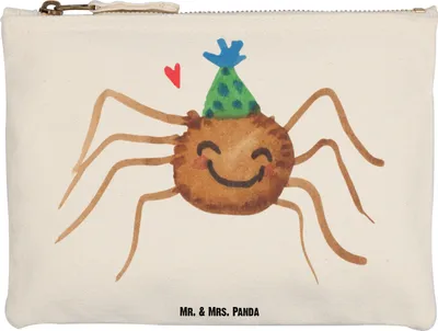 Produktbild von Mr. & Mrs. Panda Kulturbeutel Spinne Agathe Party Grösse XL Große - Weiß - Geschenk, Etui, Schulmäppchen, Stoffbeutel, Selbstliebe, Glück, Wunder, Motivation