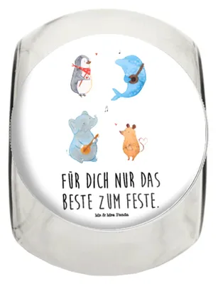 Produktbild von Mr. & Mrs. Panda Bonboniere Big Band L 870ml - Weiß - Geschenk, Teedose, Vorratsbehälter, keksdose glas, Kaffeedose, Lustige Sprüche, Gitarre, Musik, aufbewahrungsglas