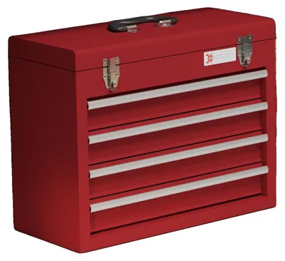 Image de Boîte à outils, 4 tiroirs, couvercle rabattable, rouge