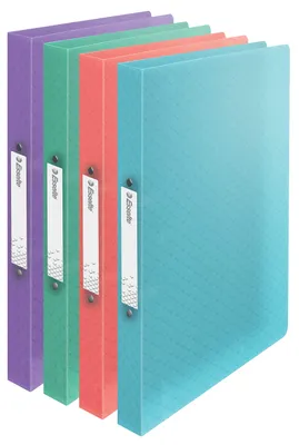 Produktbild von Esselte 626244, A4, Rundring, Lagerung, Polypropylen (PP), Blau, Korallenfarbe, Grün, Lavendel, 140 Blätter
