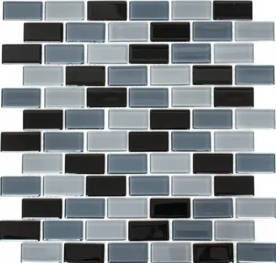 Produktbild von Mosaikfliese Transluzent schwarz Brick Glasmosaik Crystal schwarz MOS66-0208_f | 10 Mosaikmatten