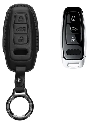 Produktbild von kwmobile Schlüsselhülle für Audi A6 A7 A8 Q7 Q8 3-Tasten Autoschlüssel Keyless Hülle Leder - Autoschlüssel Schlüssel Hülle - Schlüsselcover