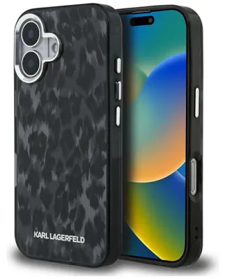 Obrázok produktu pre Kufor Karl Lagerfeld IML s leopardím motívom MagSafe pre iPhone 16 - čierny