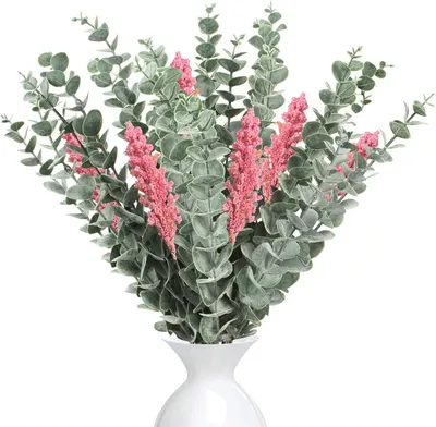 Produktbild von Dekoration mit künstlichen Eukalyptuspflanzen: 22 künstliche Eukalyptuszweige und 6 Lavendelsträuße aus Schaumstoff für Hochzeiten, Tischdekorationen zu Hause und Blumenarrangements.
