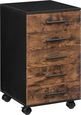 Immagine prodotto di Armadio per archiviazione a 5 cassetti, mobile da ufficio in legno a piedistallo