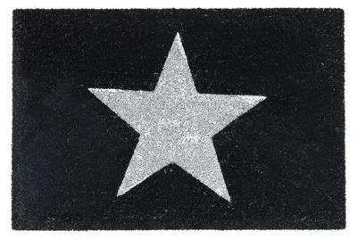 Image de Tapis d'entrée Relaxdays en fibre de coco STERN, L x P : 40 x 60 cm, sous-couche antidérapante en PVC, fibre de coco, tapis anti-salissures, noir