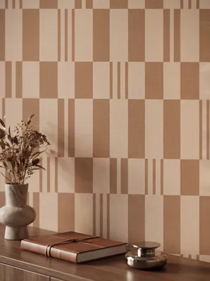 Newroom Vliestapete Estara Braun Geometrisch, Wohnbeispiel