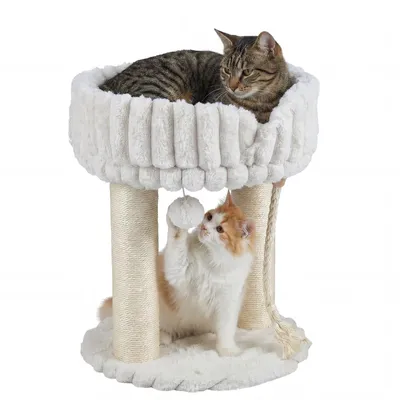 Immagine prodotto di COSTWAY Katzenbaum in peluche, con tiragraffi, piattaforma per riposare, pali in sisal, pallina e corda, torre per arrampicata per gatti. Tiragraffi compatto per gatti, dimensioni 40x40x50,5 cm