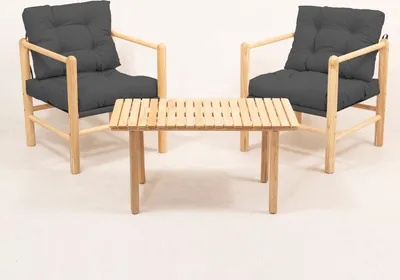 Produktbild von Skye Decor, MYG02 - Anthracite, Gartentisch- und Stühle-Set (3-teilig), Anthrazit, 100 % Kastanie, 51 x 51 x 86 cm