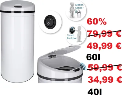 Produktbild von GEORGES Automatischer Öffnen / Schließen Sensor-Mülleimer rund 40l
