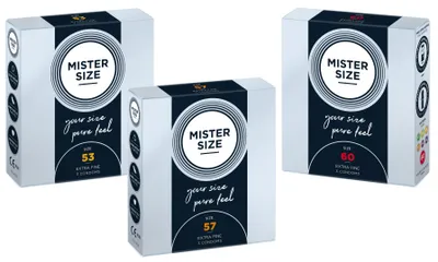 Produktbild von 9x Mister Size Kondome Probierset 53 / 57 / 60 mm - große Kondome