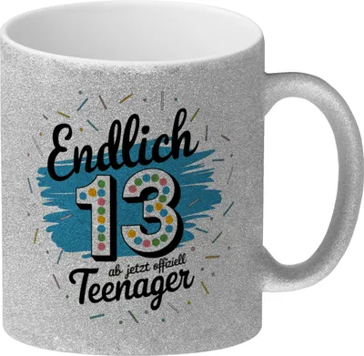 Produktbild von Offiziell Teenager endlich 13 Glitzer-Kaffeebecher
