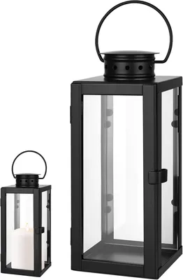 Produktbild von Laternen für den Außenbereich – Gartenlaterne – Schwarz – Metall – Für den Außenbereich – Windlichter – 24 cm – Grablaterne – Wetterbeständig