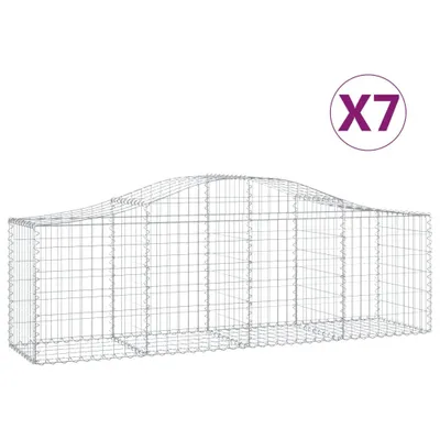 Produktbild von vidaXL Gabionen mit Hochbogen 7 Stk. 200x50x60/80 cm Verzinktes Eisen