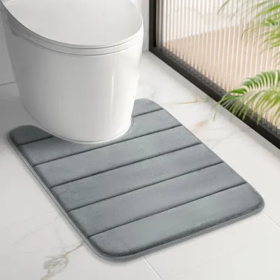 Image de Tapis de bain en mousse à mémoire de forme, antidérapant, absorbant, 50 x 60 cm, gris foncé