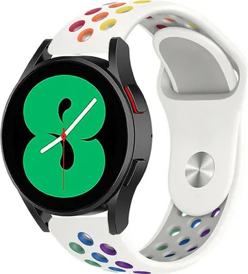 Produktbild von Strap-it Samsung Galaxy Watch 4 - 40mm Sportarmband (Weiß/Bunt)