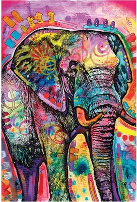 Produktbild von TPFLiving Kunstdruck LW-725 (OHNE RAHMEN) Poster - Leinwand - Wandbild - Hochauflösender Giclée-Druck, langlebig und hochwertig - Afrikanische Kunst - Bunter Elefant in Regenbogen Farben - Größe: 40x50cm