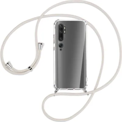 Produktbild von Handykette Backcover-Schutzhülle mit Band (Metall silberfarben) für Xiaomi Mi Note 10 (Pro) - broken white