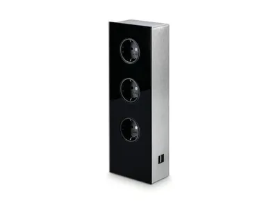 Produktbild von MIRA Glas-USB Steckdosenelement SCHWARZ - Schuko 3-fach und 2-fach USB Charger / Steckdosen / USB-Port