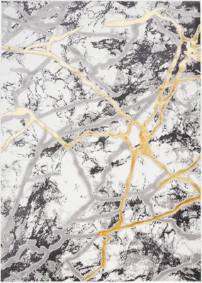 Produktbild von Tapiso Teppich SHINE Modern Vintage Design Grau Gold 160 x 220 cm
