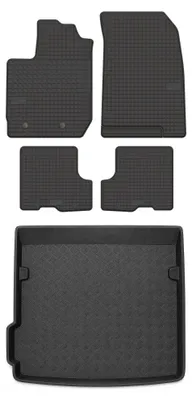 Productafbeelding van Rubberen automatten + kofferbakmat voor Dacia Duster II 2018-2024 (SUV) – 5-delig, zwart, op maat – Wielganizator