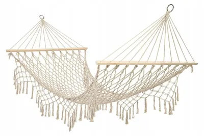 Produktbild von Garten Hängematte Boho Ecru mit Holzgestell bis 250kg