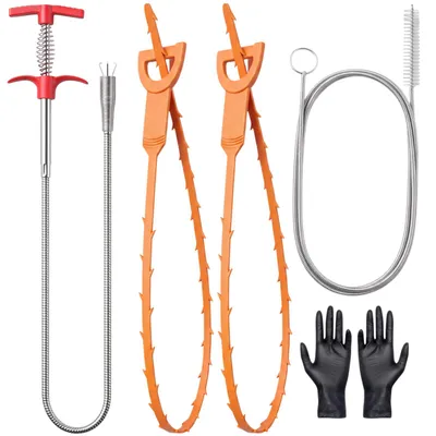 Abflussreiniger-Set, 5-teilig, flexibel, 150 cm, für Küche & Bad