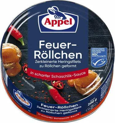 Produktbild von Appel Feuer Röllchen filé zo sleďa v pikantnej omáčke šašlik 200g