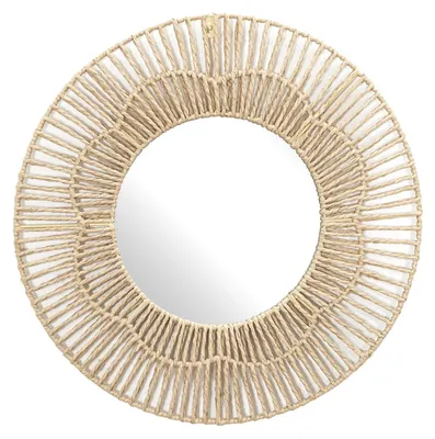 Produktbild von Home deco factory Rattan Spiegel naturlich - rund - Rattan - D50 cm - bohmischer Spiegel