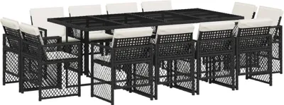 Produktbild von vidaXL 13-tlg. Garten-Essgruppe mit Kissen Schwarz Poly Rattan