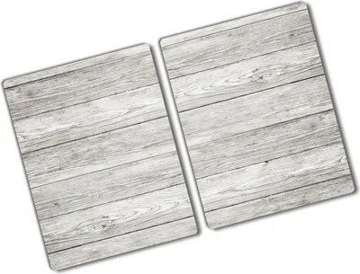 Produktbild von Tulup Glas Herdabdeckplatte - 2x40x52 cm - Glaskeramikkochfeld-Abdeckung Spritzschutz Glasabdeckplatte Kochplattenabdeckung und Schneidebrett - Zweiteilig - Sonstige - Holz - Grau