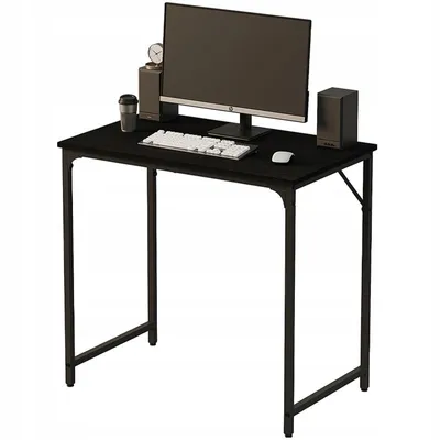 Zdjęcie produktu dla Biurko komputerowe – czarne, industrialne, nowoczesny styl loft, 80 cm