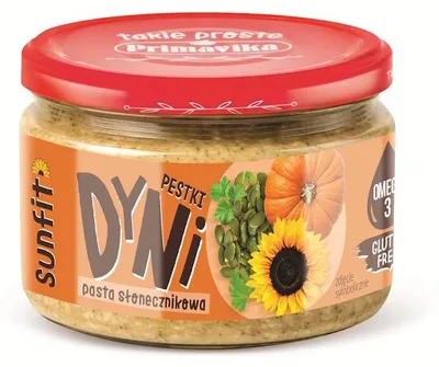 PASTA SŁONECZNIKOWA Z PESTKAMI DYNI BEZGLUTENOWA 180 g - PRIMAVIKA