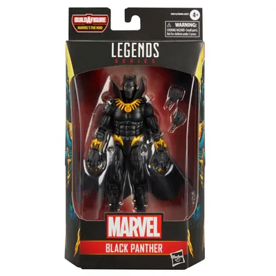 A Black Panther action figure in its retail packaging.