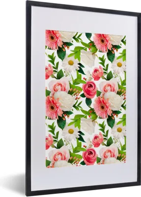 Produktbild von MuchoWow® MuchoWow® Gerahmtes Poster Blumen - Rosen - Collage 40x60 cm - Poster mit zchwarzem Bilderrahmen - Poster in Rahmen
