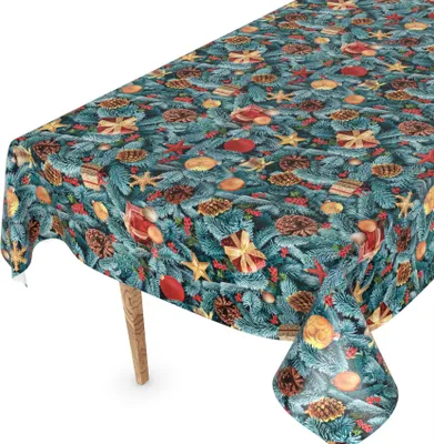 Produktbild von Tischdecke Wachstuchtischdecke Gartentischdecke Wachstischdecke Weihnacht Blau Wasserabweisend Breite 120 cm Länge 160 cm mit Schnittkante
