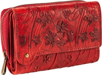 Produktbild von MATADOR PERTH Damen Leder Geldbörse Portemonnaie Blumen Rot